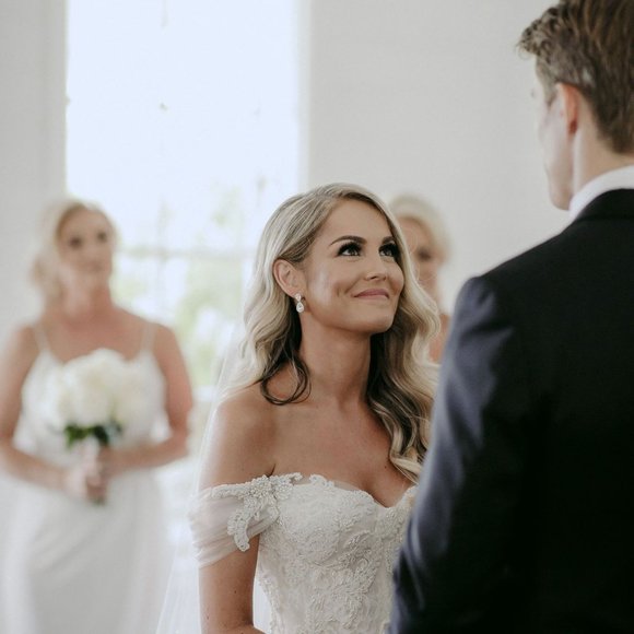 Steven Khalil Custom Crystal and Pearl Couture Dress - Picture 8 of 9